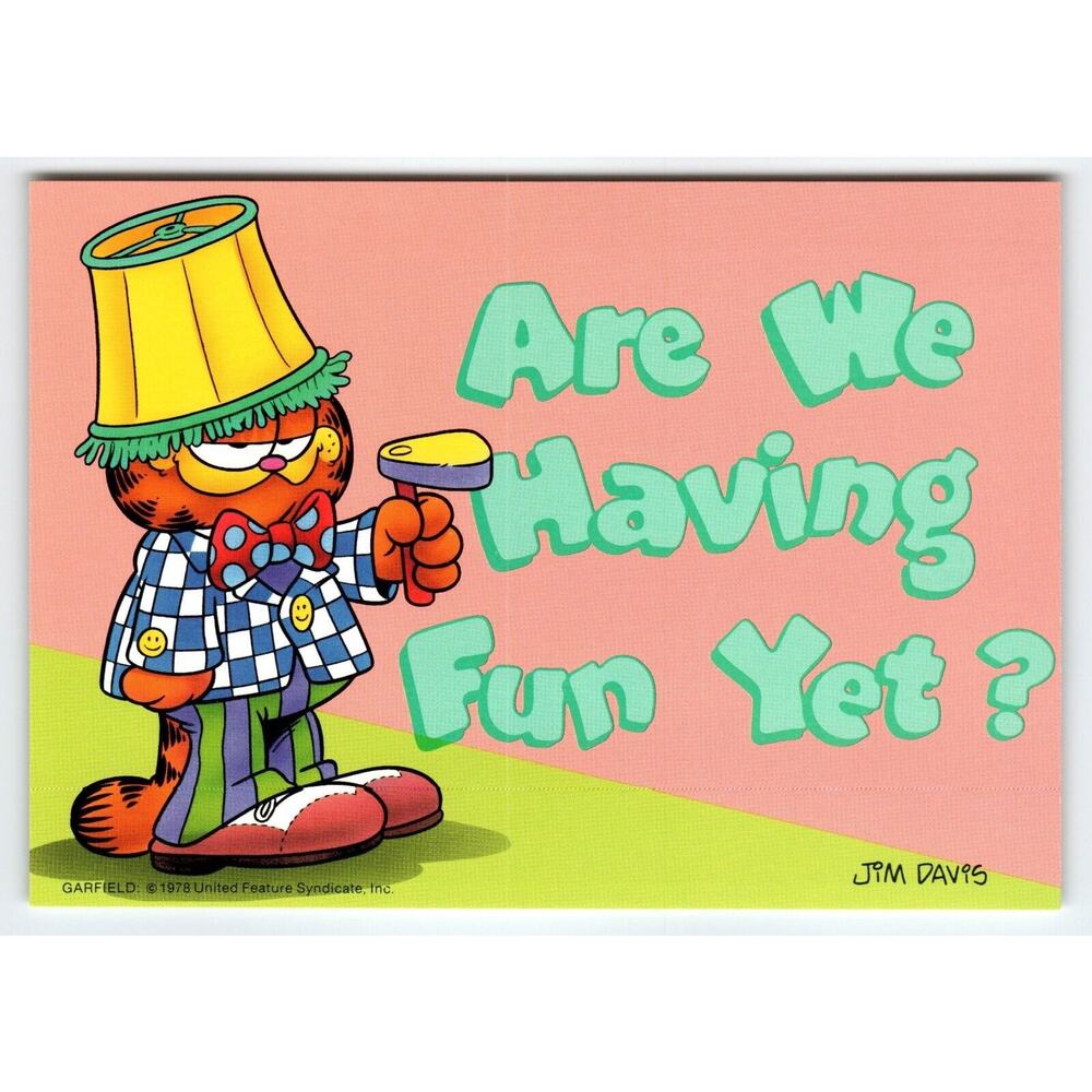 Garfield Cat Postcard Lamp Shade Hat Jim Davis Comic Orange Tabby 1978 Cartoon